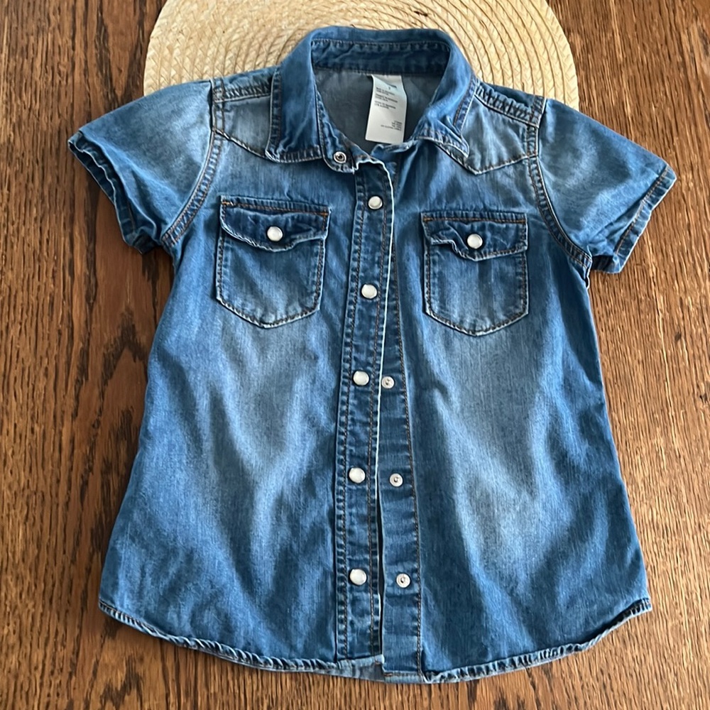 OshKosh Girls Denim Jeans Button Down Shirt Size 7